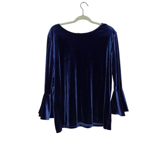 The Limited dark blue bell sleeve velvet blouse size XL - Picture 1 of 7